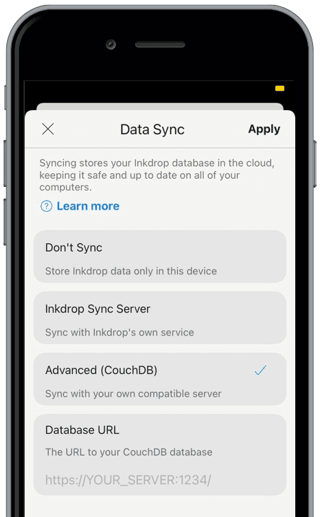 Sync with custom server on the mobile app